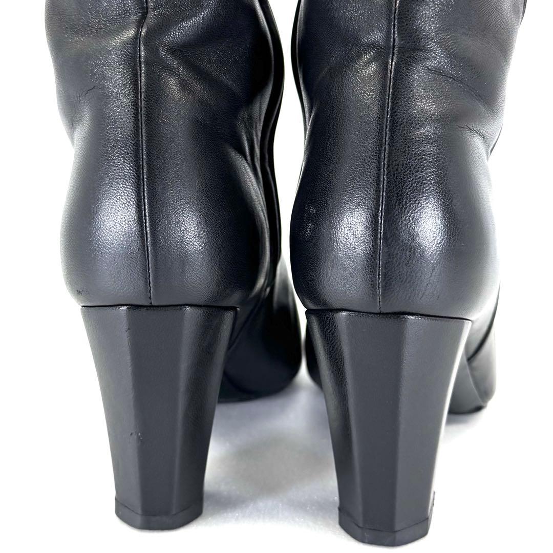 【CHANEL】シャネル（23.5cm）ニーハイブーツ ココマーク ラムスキン