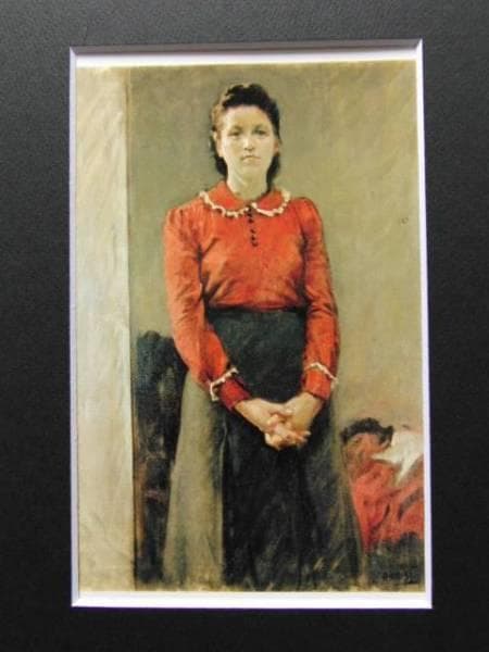 小磯良平、【婦人立像】、希少な限定額装用画集画、新品高級額 額装付