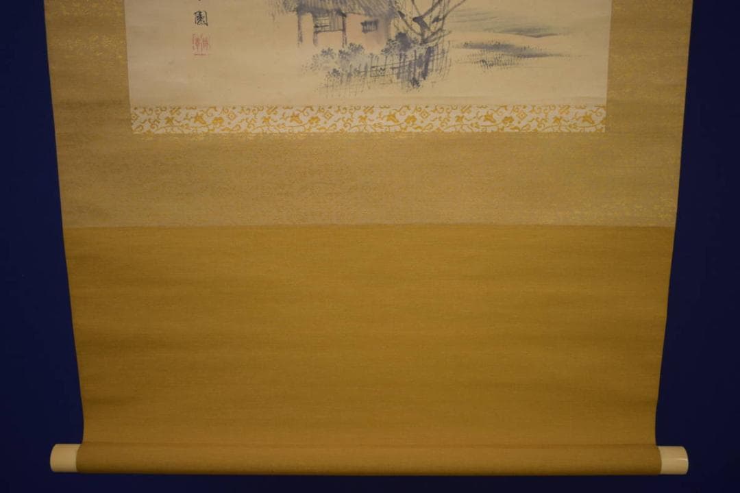 真作/西山芳園/山水/民家図/布袋屋掛軸HI-862 - メルカリ