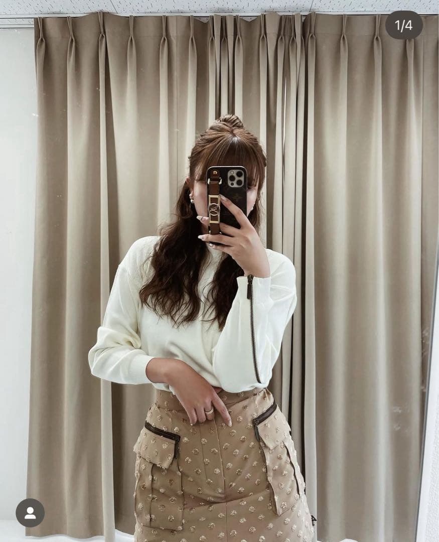 shellerシェリエzipニットzipperニットホワイト