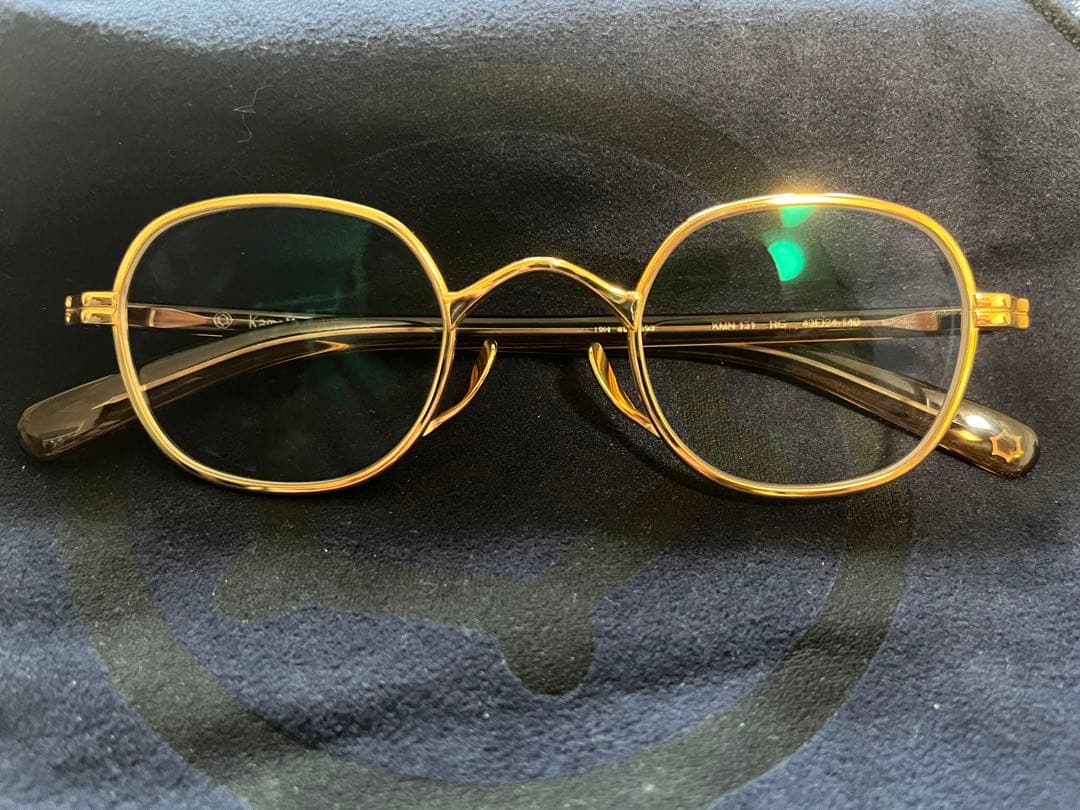 極美品 カメマンネン KMN131 RG メガネ 眼鏡 ローズゴールド 亀万年