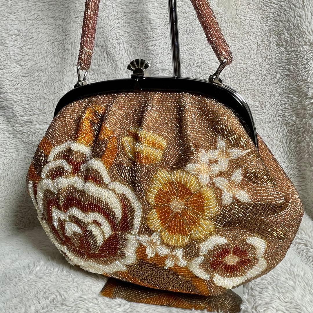ヴィンテージ ビーズバッグ 総ビーズ ビーズ刺繍 レトロビーズ刺繍の
