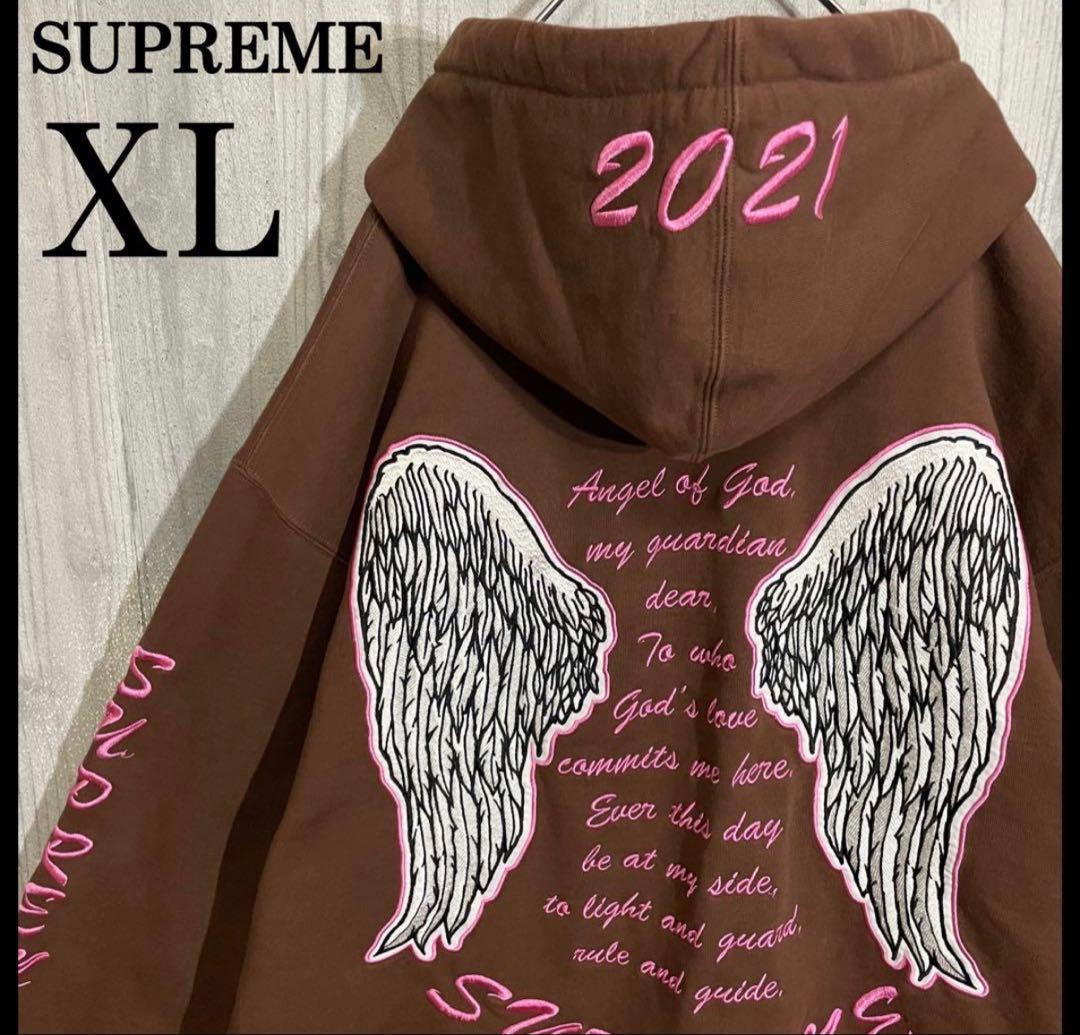 【希少最高カラー】シュプリーム　バック刺繍デザイン　プルパーカー　XL