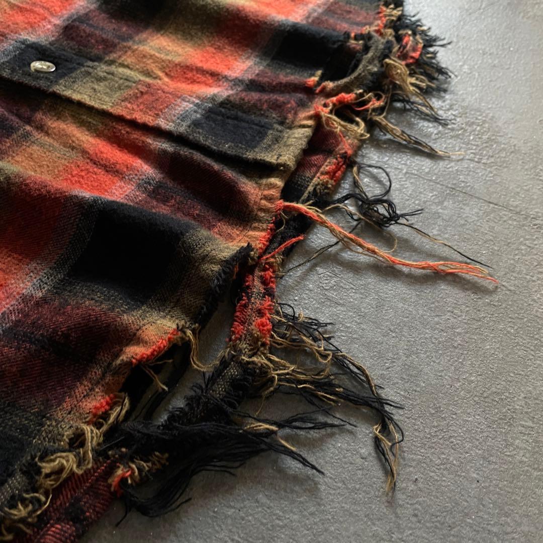 Y2k cqr weed grunge“襤褸”flannel shirt