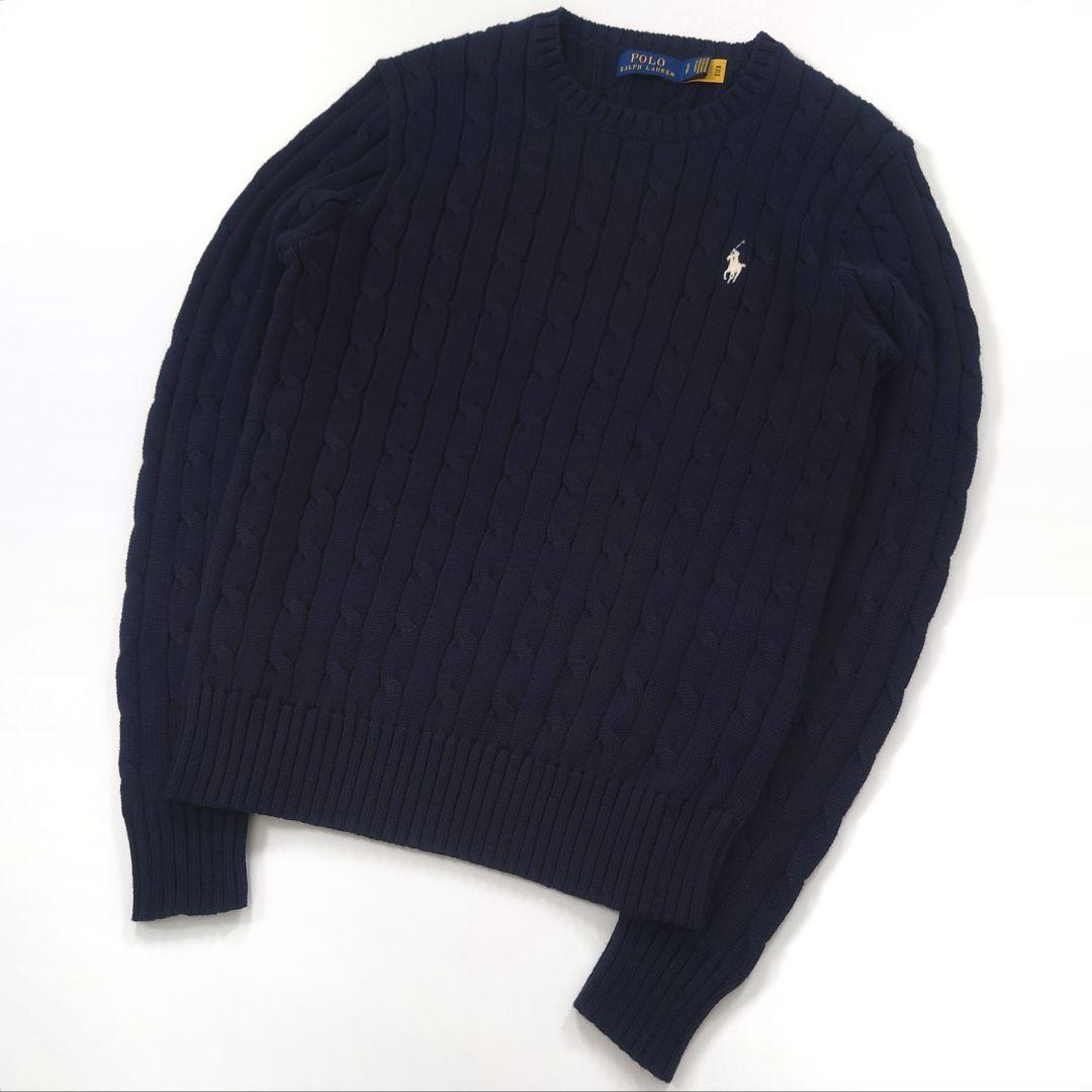 ポロラルフローレン 現行タグ コットン ケーブルニット 白ポニー