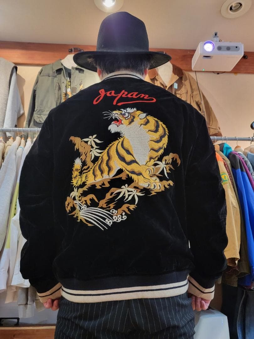 50'sライク刺繍ベロアリバーシブルスカジャン●サイズXL●（商品番号4964）