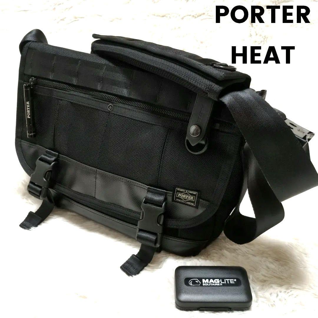 【超美品】PORTER　HEAT　ヒート　メッセンジャーバッグ S　マグライト付