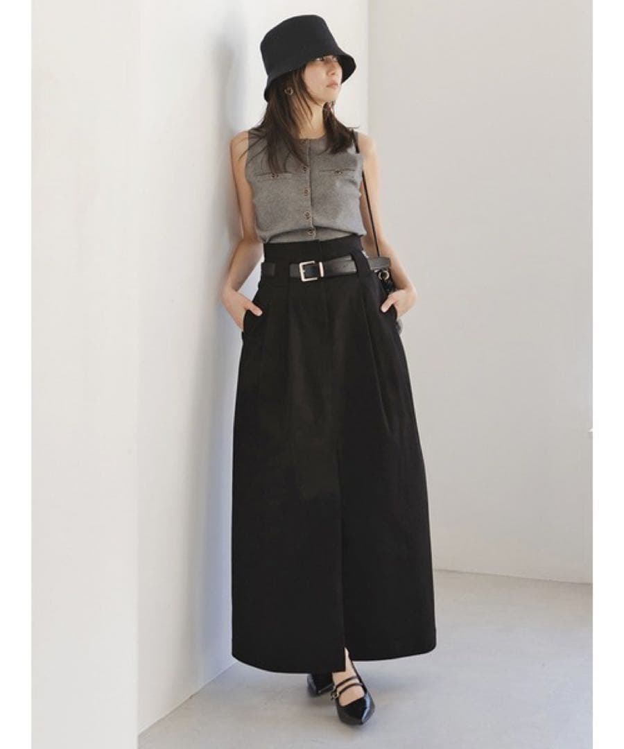 タグ付き　未使用　スナイデル　チノワイドスカート　スリット　ブラック　黒