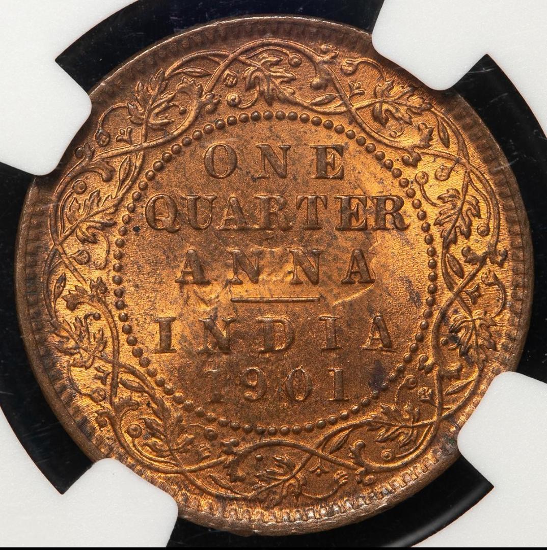 NGC-MS63RB イギリス領インド 1/4Anna 1901 ヴィクトリア - メルカリ