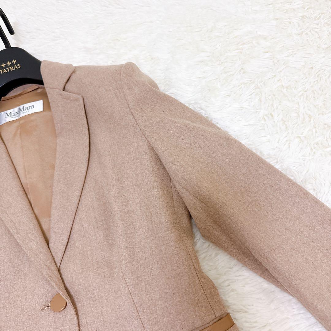 マックスマーラ 最高級✨白タグ セットアップ ウール カシミヤ 羊革 38