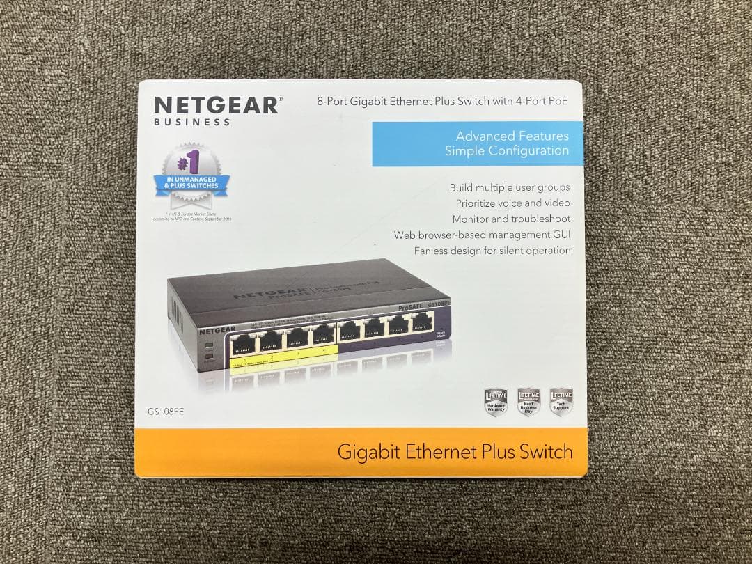【新品】NETGEAR GS108PE 8ポートGigabit 4ポートPoE