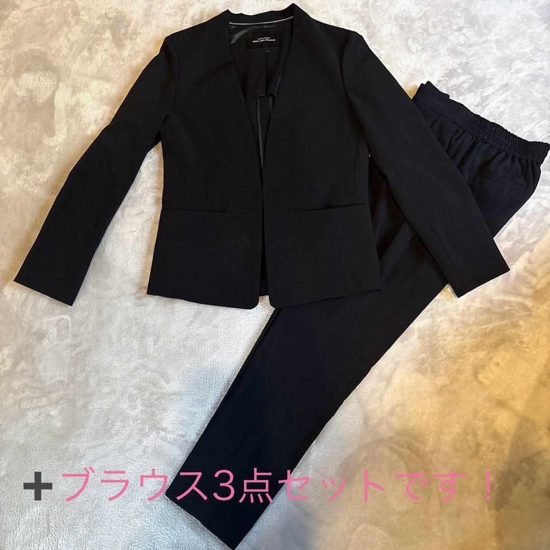 グリーンレーベルリラクシング ノーカラージャケットパンツブラウス3点セット