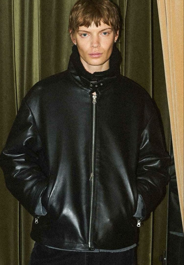 OPENING ACT 本革 リアルレザームートンハイネックジャケット - メルカリ