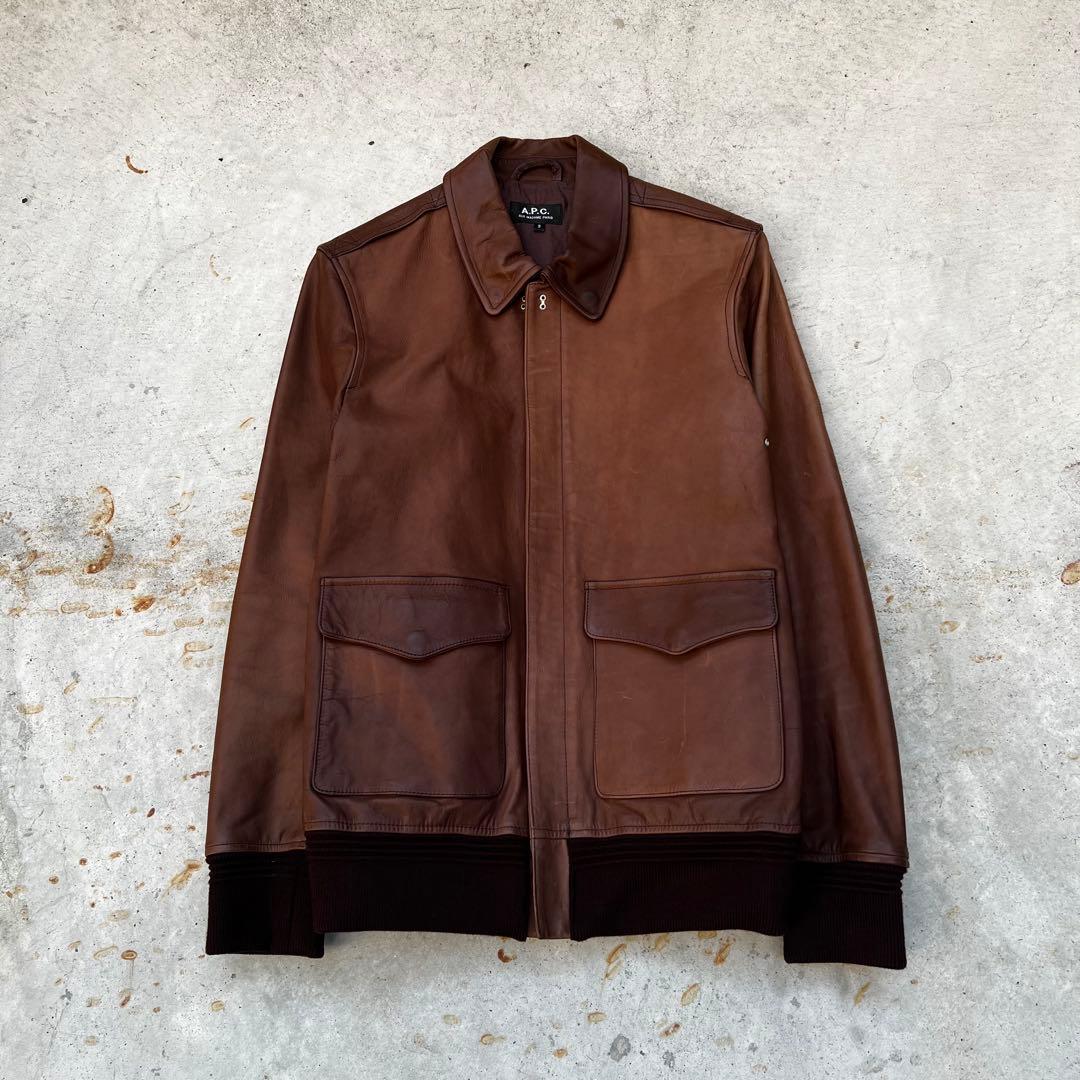 A.P.C. レザージャケット a-2 ブラウン 牛革 archive