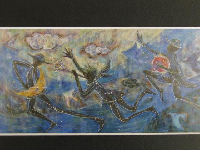 前田麻里、【夢を奏でる人】、希少な額装用画集画、新品高級額 額装付