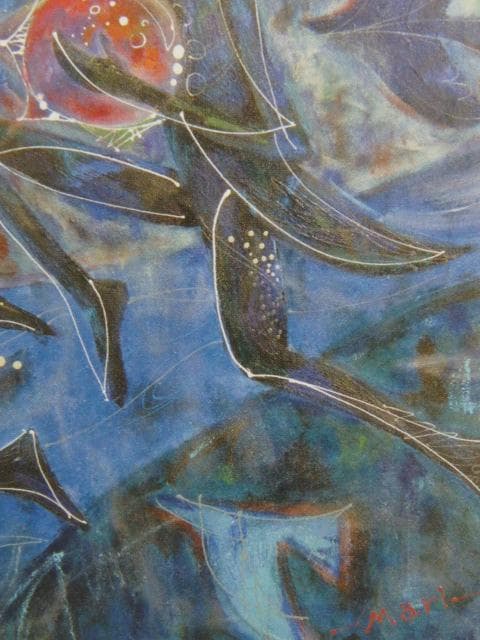 前田麻里、【夢を奏でる人】、希少な額装用画集画、新品高級額 額装付