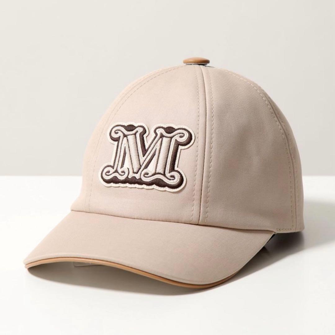 Max Mara Mロゴ ベージュベースボールキャップ