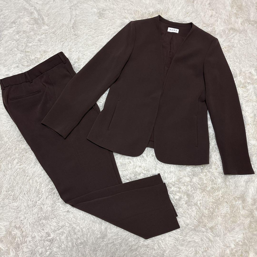 【極美品】プラステ　セットアップ　ノーカラー　トリアセブレンド　ブラウン　L