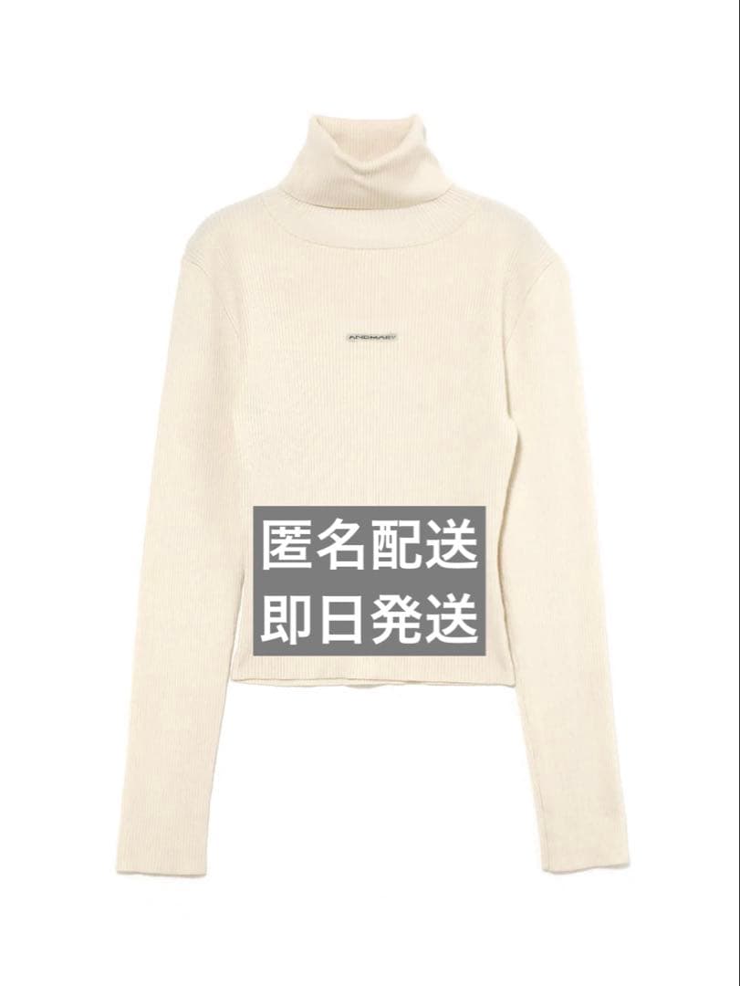 andmary Mary turtle knit tops ivory①