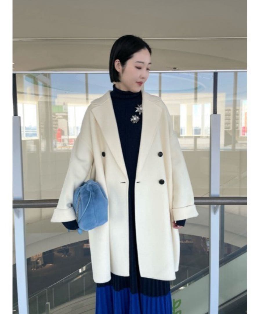 新品タグ付】ミラオーウェン/ワイドシルエットダブルブレストコート