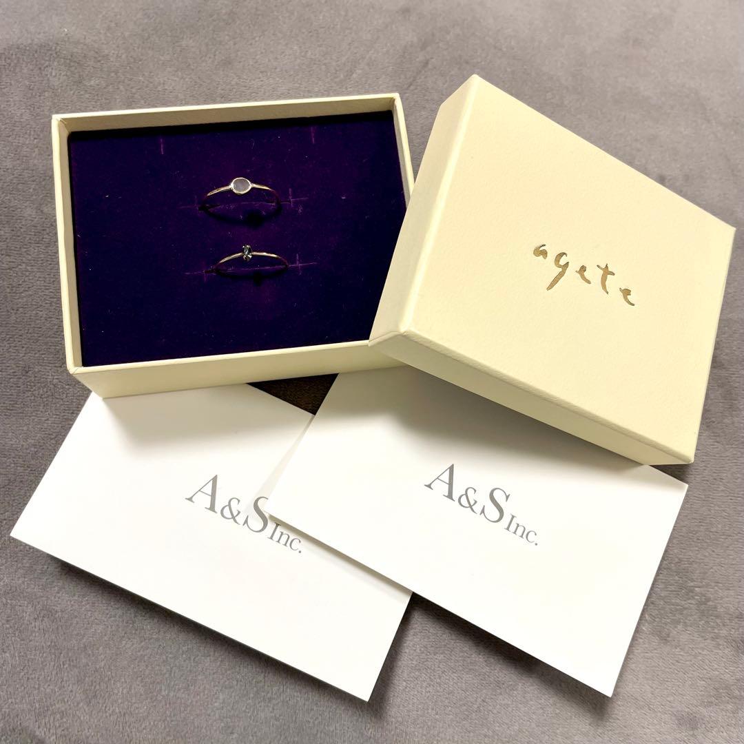 アガットagete スキニーリング K10/ラブラドライト,ジルコニア/指輪9号