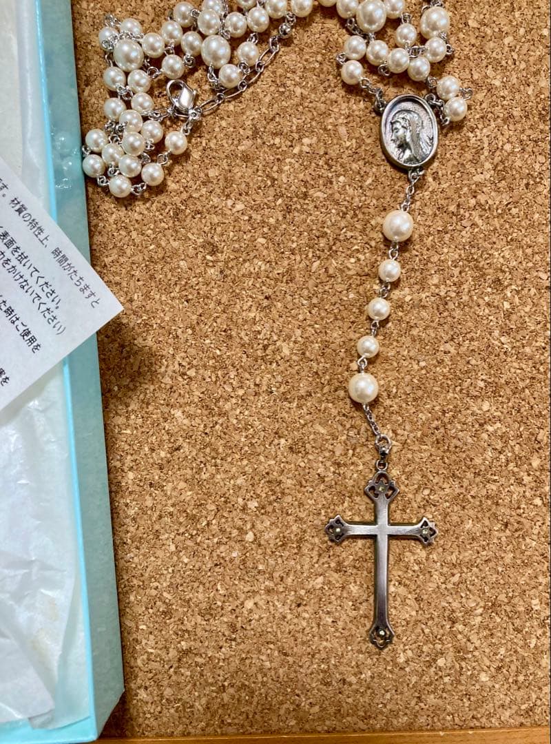 マリア様がみてる公式品白薔薇ロザリオ十字架ペンダントネックレス