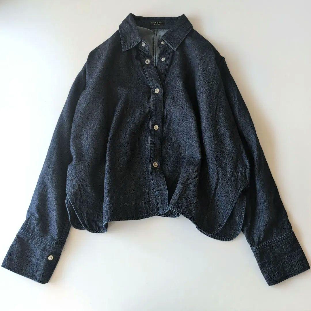 2025美品ヴェルメイユパーイエナ デニムフォルムシャツ F インディゴ染