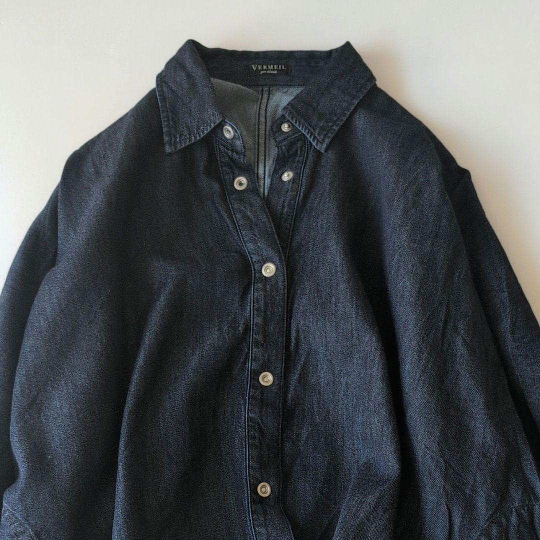 2025美品ヴェルメイユパーイエナ デニムフォルムシャツ F インディゴ染