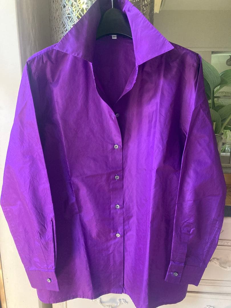 美品セリーヌ　シルクタフタオーバーサイズシャツ