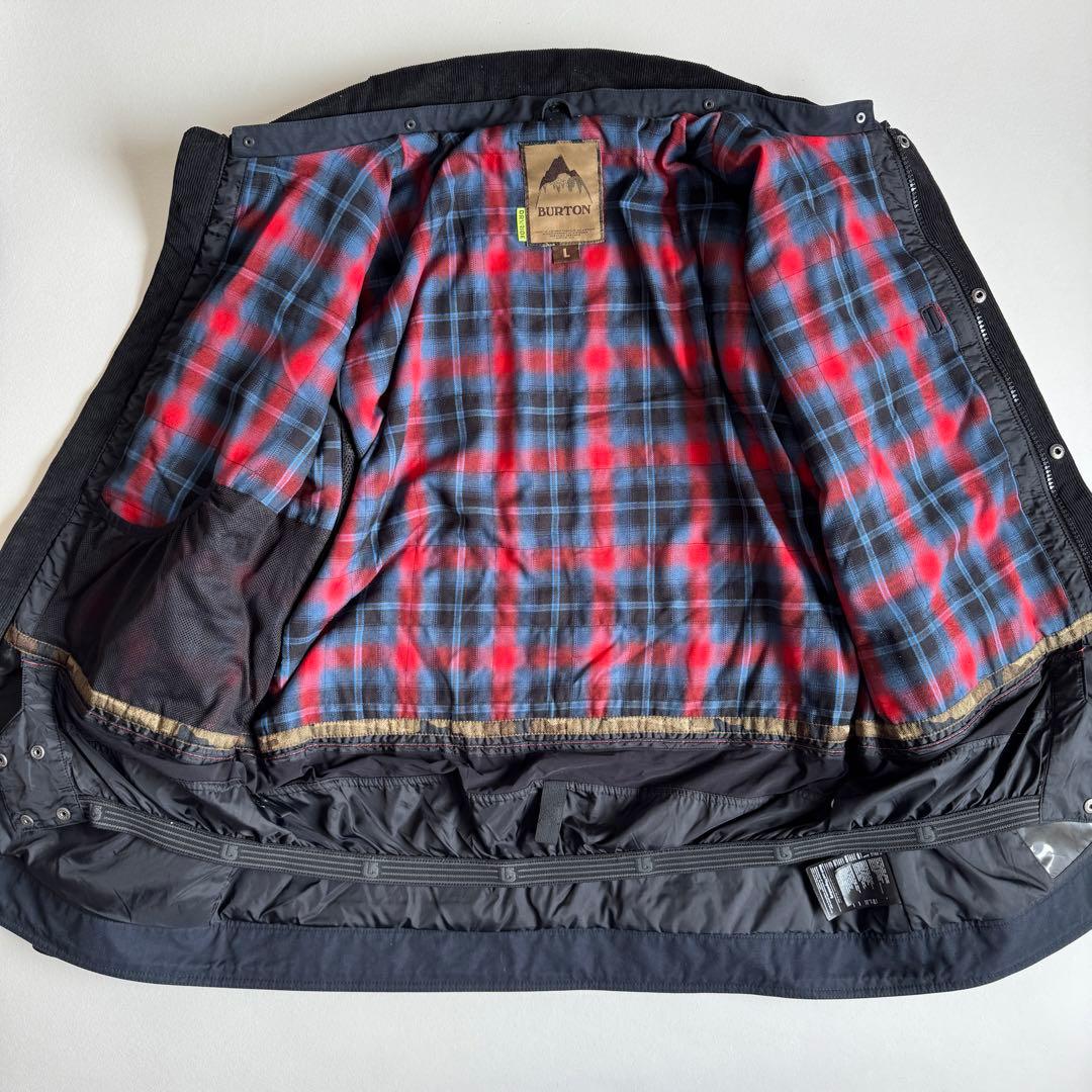 Burton バートン コーデュロイ襟 裏地チェック柄 スノーボード スノボ L