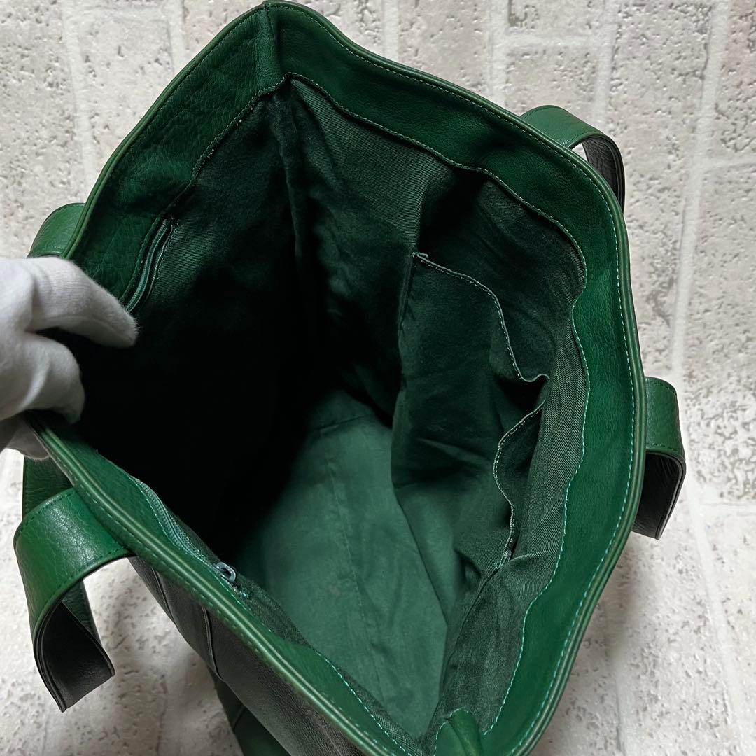 美品 ポールスミス フルレザートートバッグ ダークグリーン 肩掛け可能