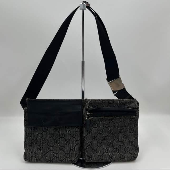 グッチ GG キャンバス ウエストポーチ ウエストバッグ 黒 28566 - メルカリ