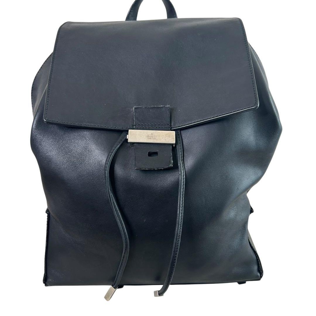 希少】 90s GUCCI オールレザー リュック 黒 巾着 レディース - メルカリ