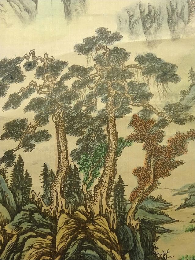 大幅掛軸 田中翠堂『彩色山水』絹本 肉筆 共箱付 掛け軸 g04159 - メルカリ