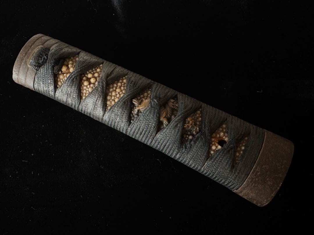 柄前 麒麟図 柄巻 日本刀 刀装具 骨董 古美術 江戸時代 時代物