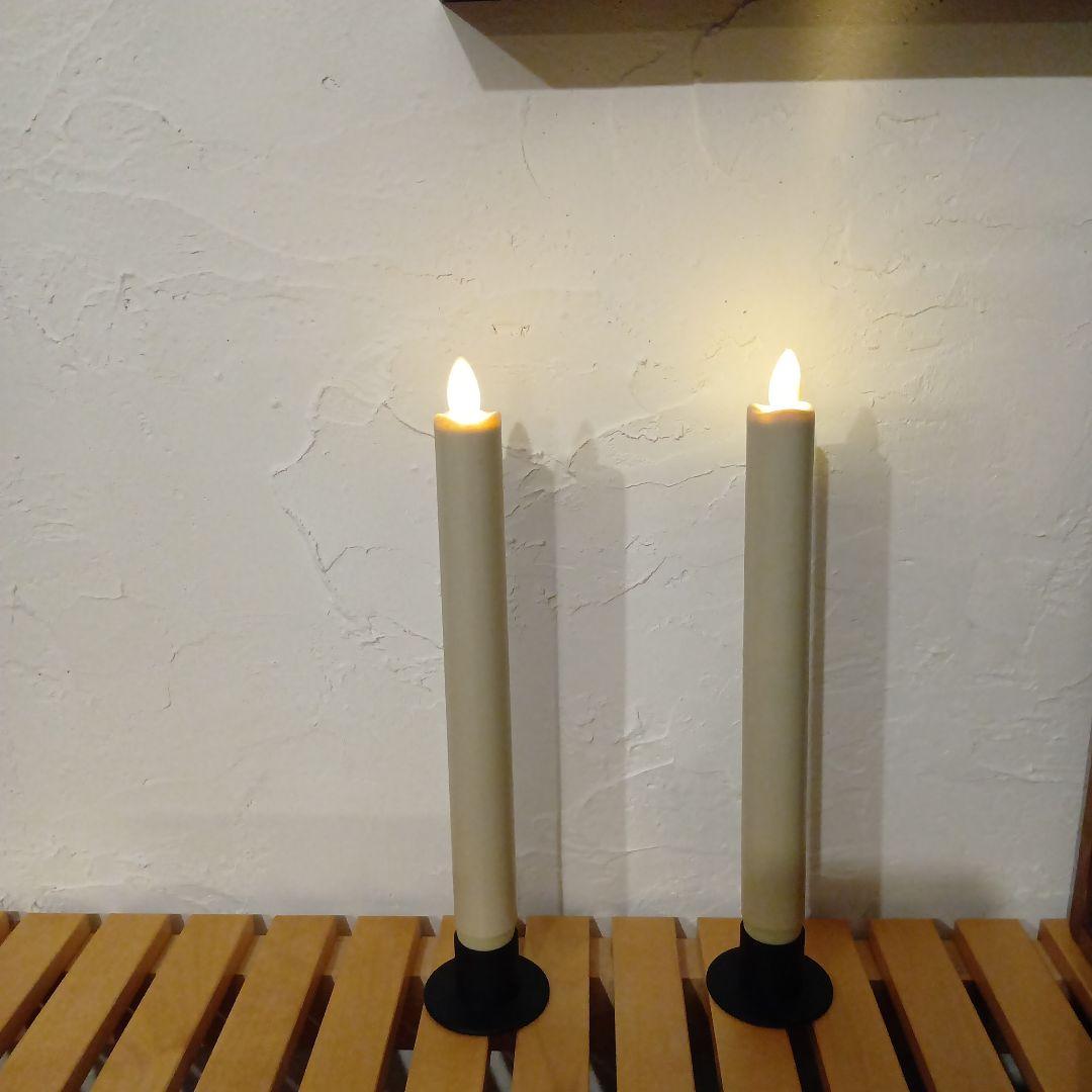 LEDキャンドル　ルミナラーテーパー2本セット　リモコン＆スタンド付き