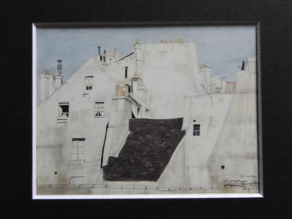 藤田嗣治、【マザリーヌ通り】、希少画集画、新品高級額・額装付