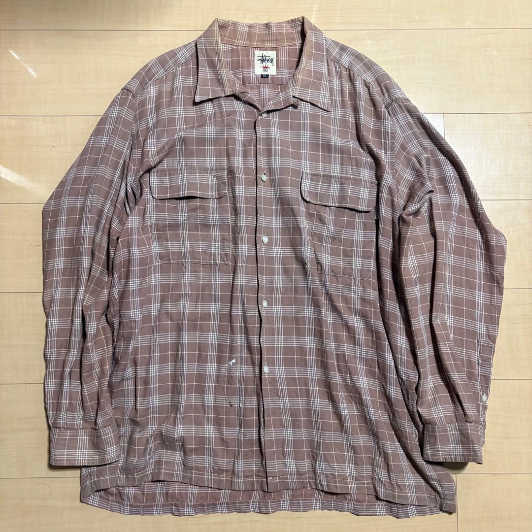 90s OLD STUSSY オープンカラー シャツ 白タグ