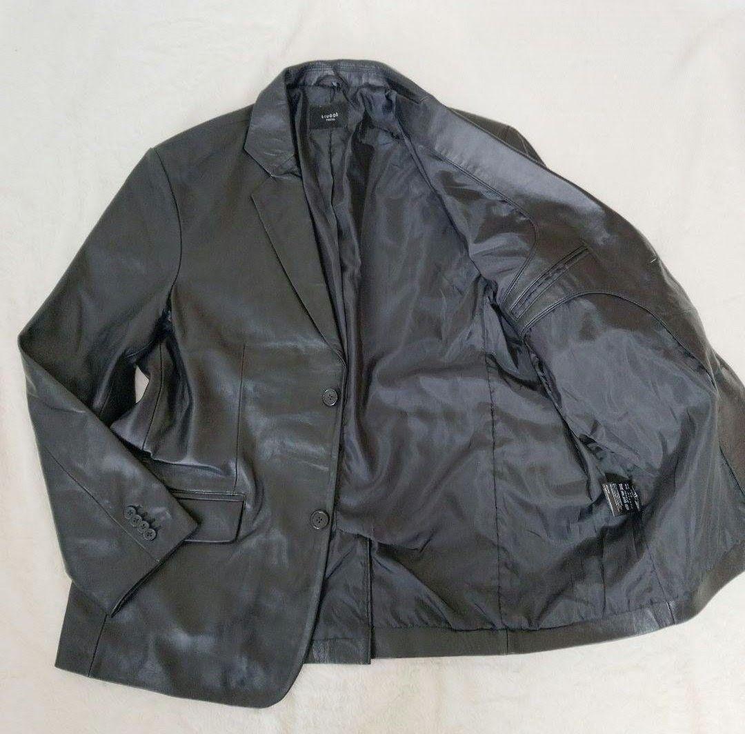 【極美品】LIUGOO TOKYO　ラムレザーテーラードジャケット　黒　3L