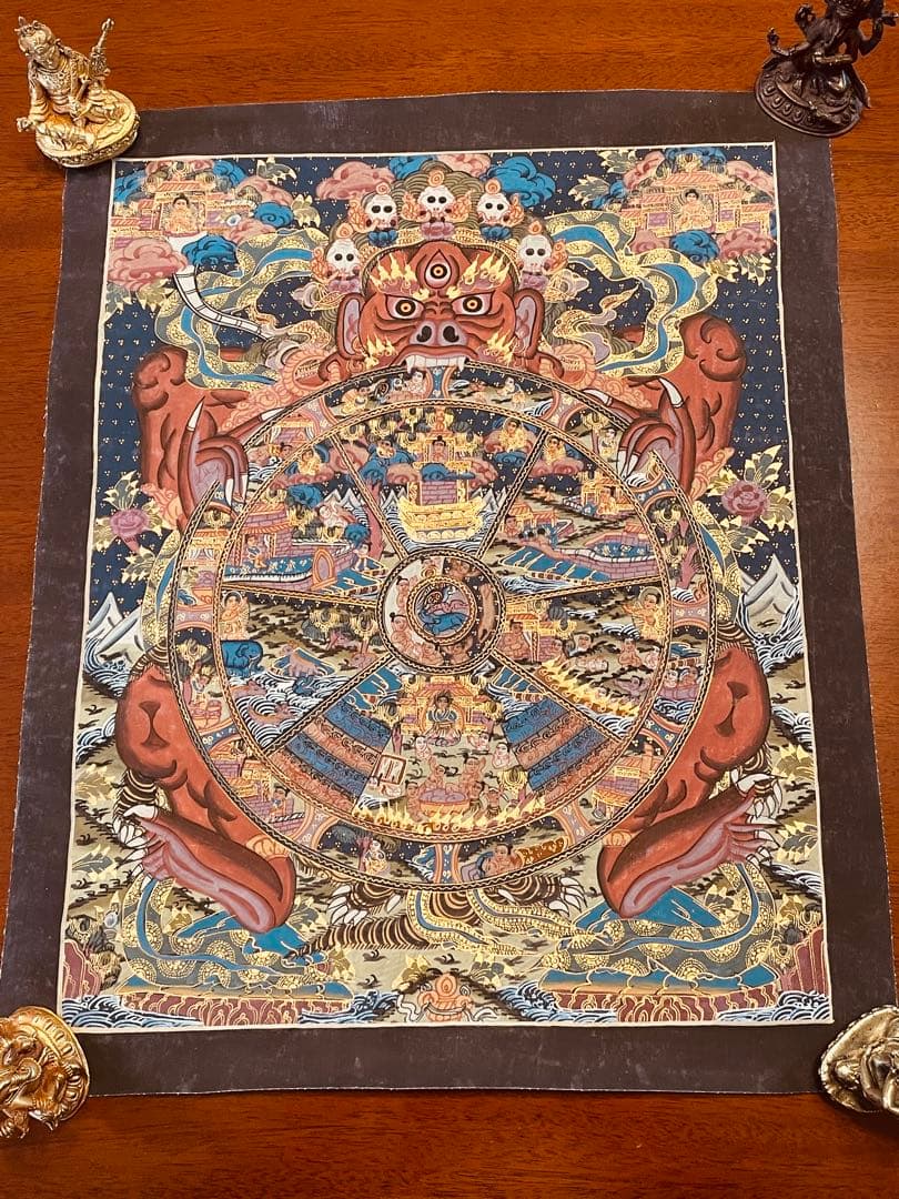 SALEチベット密教 手描き曼荼羅（マンダラ）タンカ【新品・一点物】肉筆画 D3