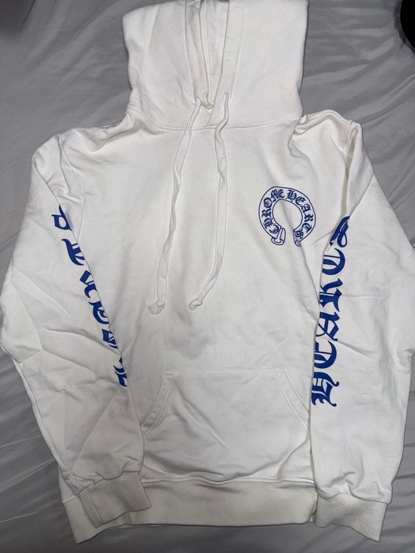 CHROME HEARTS ホースシュー パーカー 白×青 Lサイズ