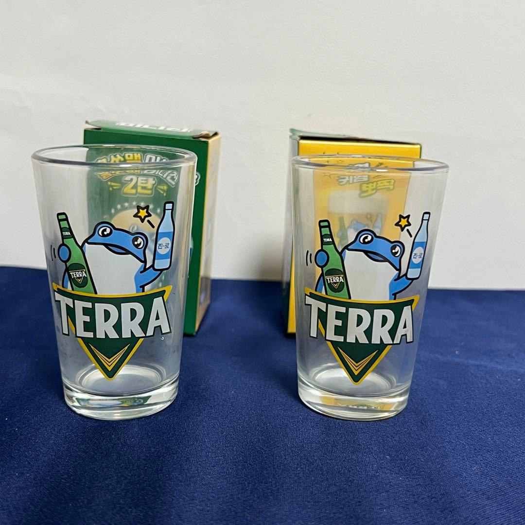 レア TERRA×眞露 ジンロ カエル コップ グラス2個セット 韓国 食堂