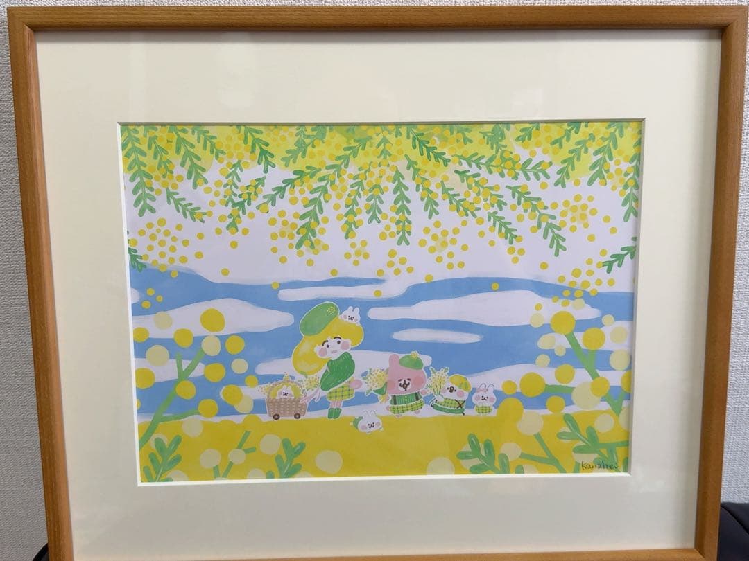 カナヘイの小動物 Kanihé アート作品 ミモザ 直筆サイン入り額装