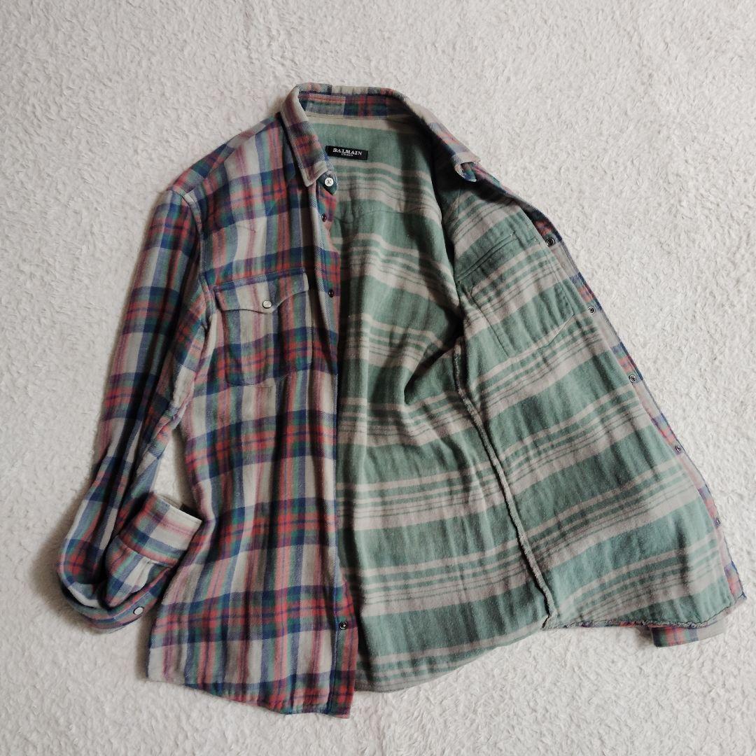 バルマンオム フランネル　ウエスタン シャツ 38 Balmain Homme
