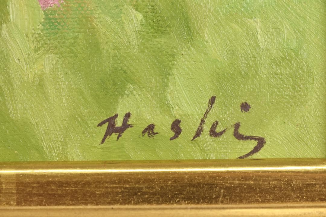 石川直様専用 橋本博英 「 八重桜咲く 」 油彩F6号 青木画廊 BJ235