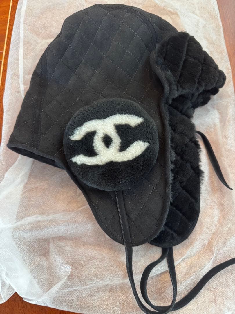 CHANEL ココネージュフライト帽　黒　 フライトキャップ