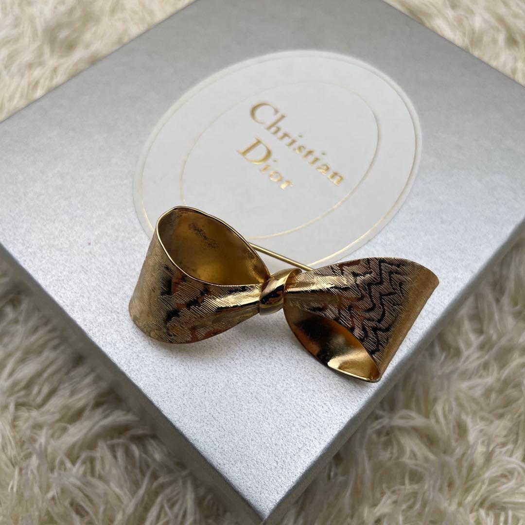 ディオール　ヴィンデージ　リボン　ブローチ