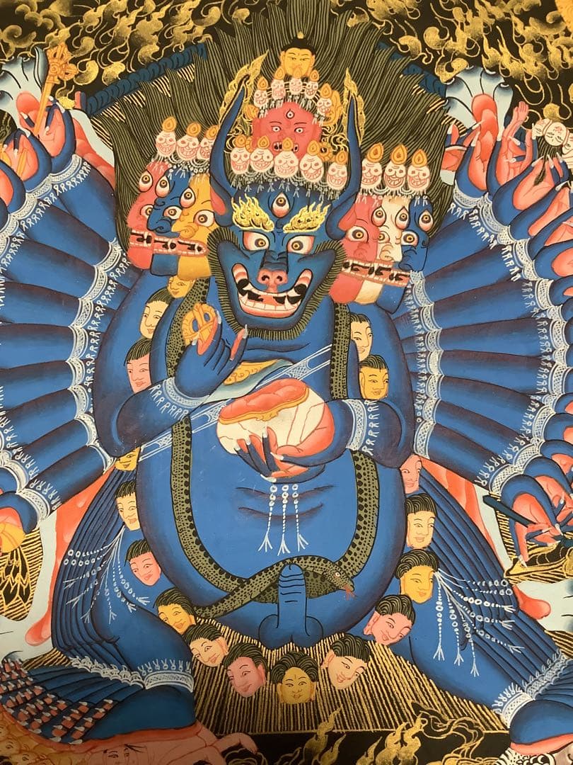 チベット密教 新品 》 ヤマーンタカ タンカ 曼荼羅 手描き 1点物