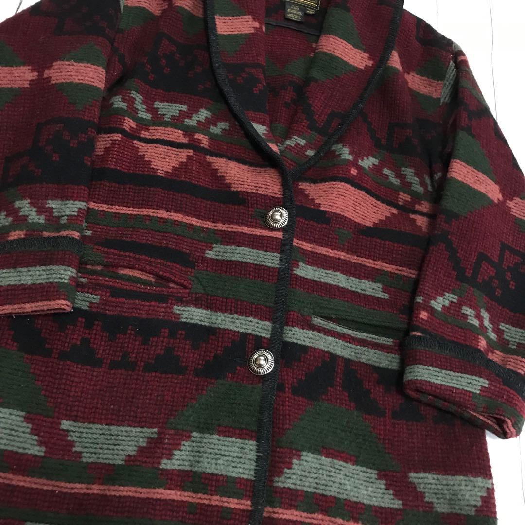 90s USA製エディーバウアー ネイティブ柄 ウールジャケット 黒タグ