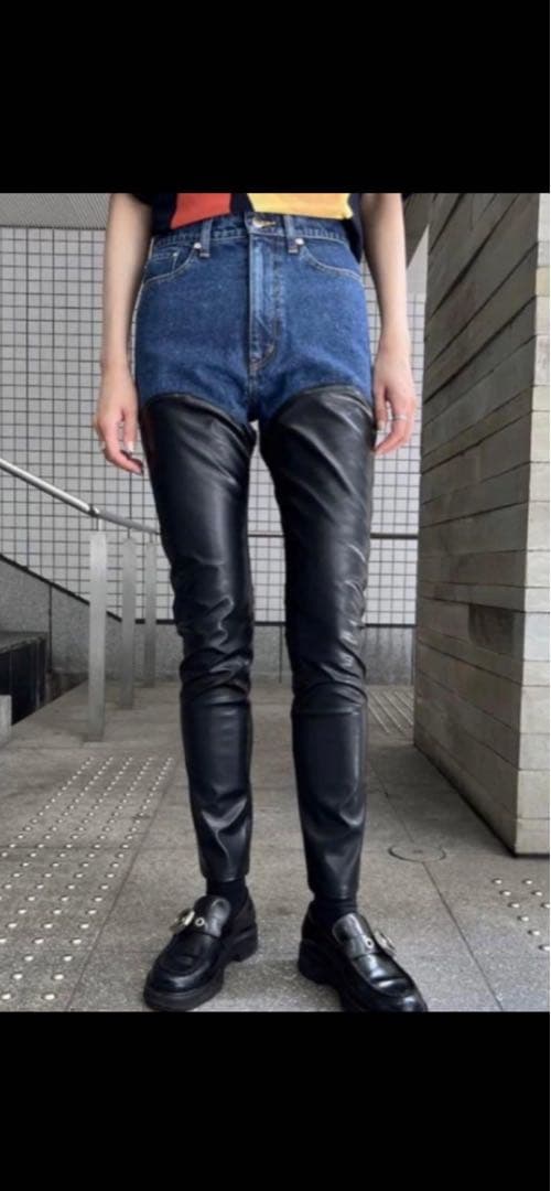 JOHN LAWRENCE SULLIVAN ストレートデニム　サリバン　レザー 中古・古着通販】JOHN LAWRENCE SULLIVAN (ジョン ローレンス サリバン